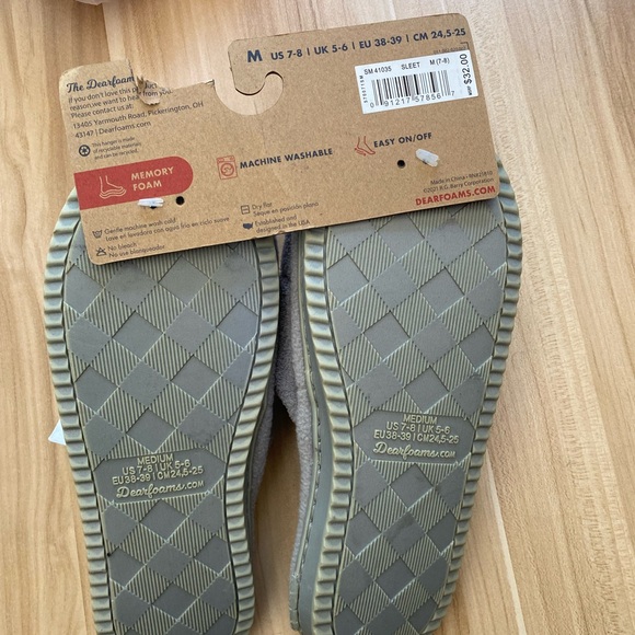 NWT Dearfoams Memory Foam Baby Blue Slippers Slides Plush Sz Medium 7 / 8 - Picture 4 of 7